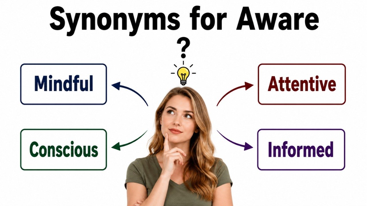 30+ Synonyms for Aware: Meanings, Context & Clear Examples
